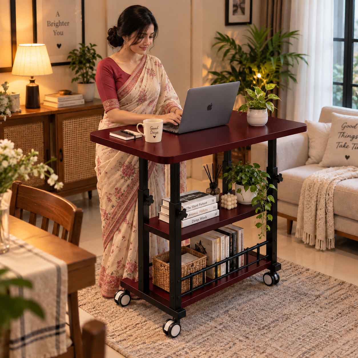 Premium 26 × 18 Inch Tripple Layer Table - Brown